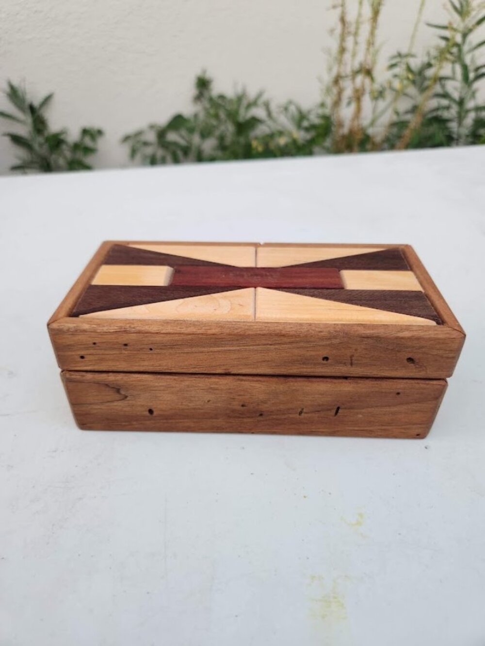 Handcrafted Solid Wood Keepsake Box Folk Art Trinket Desk Storage – Artisan Made